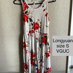 Women's Floral Dress - White and Red size S